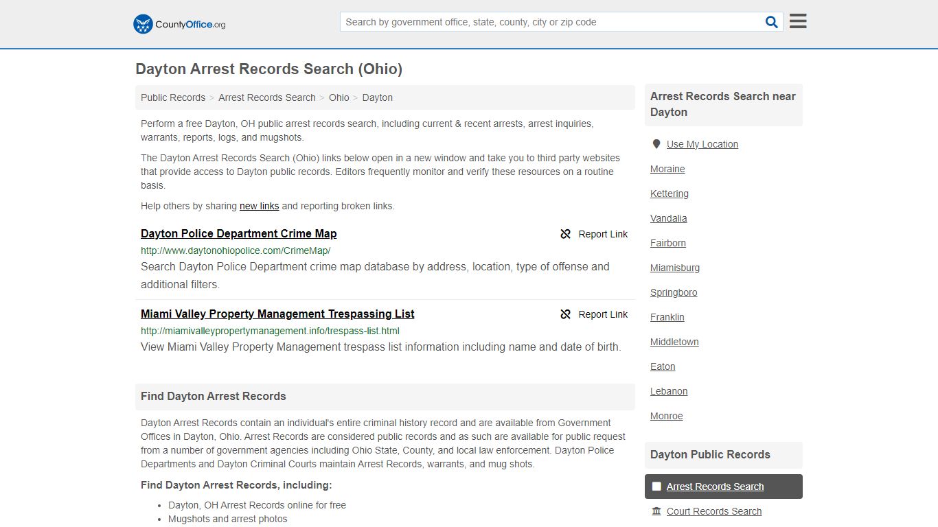 Arrest Records Search - Dayton, OH (Arrests & Mugshots) - County Office